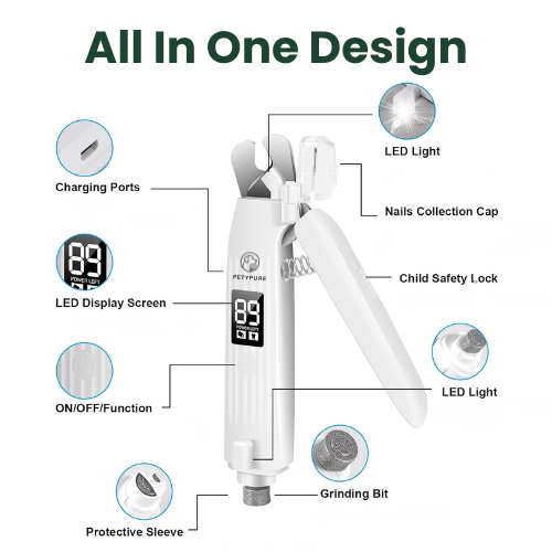 Petypure 2-in-1 Electric Dog nail Clippers
